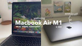  MacBook Air M1 (space gray) unboxing  | set-up, widgets, customization | aesthetic