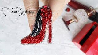 How to make a bead brooch "Shoe for Carmen" (master class)