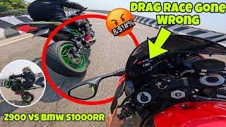 Bmw s1000rr vs z900  || Drag Race Goes wrong  || almost crash 