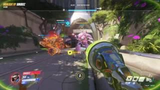 Lucio killing a nano boosted Reinhardt in the back after a ground slam