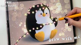 Draw with me | Digital Art Tutorial for Beginners | Cute Penguin iPad Drawing with Procreate