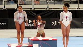 Simone Biles dances on the podium as she wins Uneven Bars Title - US Championships 2024