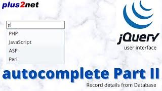 JQuery UI autocomplete to get record details from MySQL database on selection of option- part-2