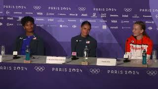 SYDNEY MCLAUGHLIN-LEVRONE AFTER 50.37 WORLD RECORD TO WIN GOLD, FEMKE BOL BRONZE | PRESS CONFERENCE