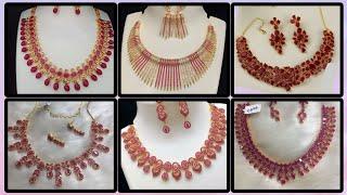 "Ruby pink Elegance:Gold Ruby necklace Designs for 2024"/Stylish Ruby necklace Designs/#trending