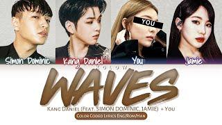 [Karaoke Ver.] KANG DANIEL "WAVES" (Feat. SIMON DOMINIC, JAMIE) (Color Coded Han/Ing/가사) (4 Members)