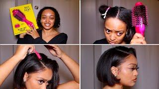 STRAIGHTENING MY NATURAL HAIR AFTER 5 YRS | NO HEAT DAMAGE BLOWOUT + LENGTH CHECK