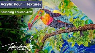 TOUCAN Fluid Art with Texture Paste Tutorial ! Abstract Art YOU Can Try!  Step by Step Guide!