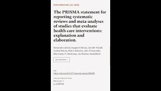 The PRISMA statement for reporting systematic reviews and meta-analyses of studies th... | RTCL.TV