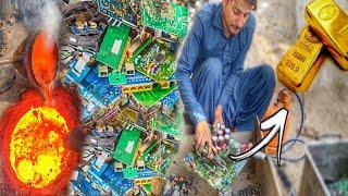 Process of Recover Pure 24K Gold From PC Electronic Scrap || Recycling Process of Electronic Scrap