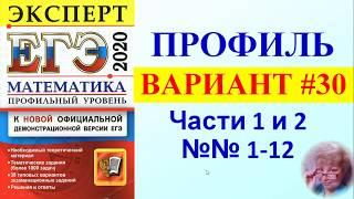 ЕГЭ-2020. Математика, профиль. Вариант №30, Части 1 и 2. Сборник Лаппо, Попов.