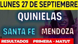 Quinielas Primera y matutina de Santa fé y Mendoza Lunes 27 de Septiembre