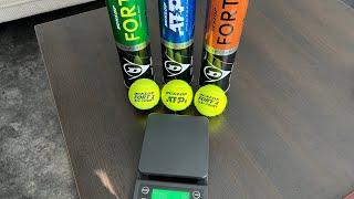 Dunlop Tennis balls: ATP, FORT clay court, FORT all court: weight