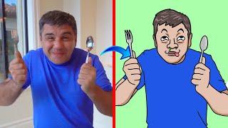 Nastya and Dad - funny cartoon drawing meme 