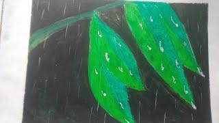 easy realistic leaves drawing with oil pastels with renuarts ,️️️️