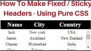 How To Make Pure CSS Scrollable Table Fixed Header With Scrolling