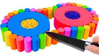 Satisfying Video | DIY How To Make Rainbow Wheel With Kinetic Sand & Mixing Beads Cutting ASMR