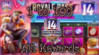 #pubgSeason14 || Royal pass 1to100 all rewards