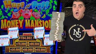 Risking $150,000 On High Limit HUFF N PUFF MONEY MANSION Slot