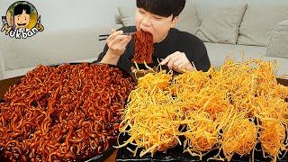 ASMR MUKBANG 직접 만든 양념 치킨먹방! 튀김만두 짜파게티 레시피 & 먹방 FRIED CHICKEN AND BLACK BEAN NOODLES EATING SOUND!