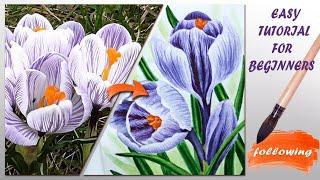 Watercolor painting of crocus flowers easy and step by step Watercolor Tutorial For Beginners