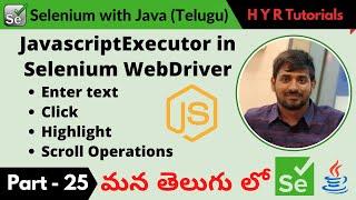 P25 - JavascriptExecutor in Selenium WebDriver | తెలుగు |