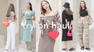 Try on Haul  เปิดถุงเสื้อผ้าราคาหลักร้อย! แจกทริคการแต่งตัว 5looks 5styles 5คู่สี! l jjjjiinaa55