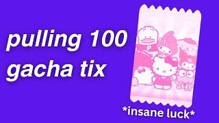 opening 100 gacha tix in my hello kitty cafe! VERY LUCKY