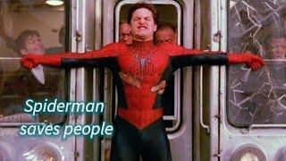 Spider-Man saves people