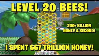 Spending 667T Honey on bee Levels - 200+ Billion Honey a Second - Bee Swarm Simulator Test Server