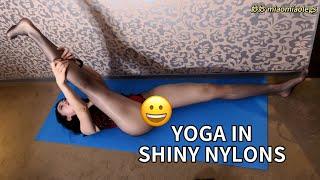 瑜珈挑戰 YOGA CHALLENGE! in SHINY NYLON with BODYSUIT | 妙妙miaomiaolegs