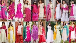 Holi dress 2025/Holi Outfits 2025/white salwar suit designs 2025White Colour Combination Dress Ideas