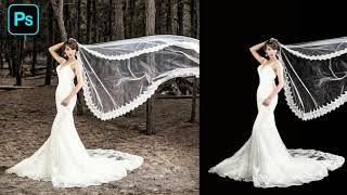 How To Remove Background From Wedding Dress(Veil) in Photoshop?