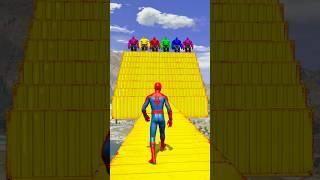 GTA V - EPIC RAGDOLLS | FUNNY SPIDERMAN & RAINBOW MINIONS JUMPS/FAILS S02 EP.169 #shorts #gta