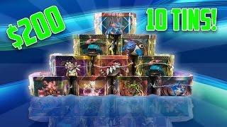 OPENING 10 POKEMON TINS! $200+ Worth! Pack Battle Vs. Derium's Pokemon + GIVEAWAY!