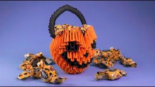 How to make a 3D origami Halloween Pumpkin Basket