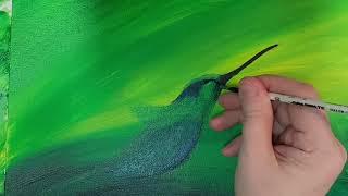 Acrylic Painting Tutorial - Colibri - Art by HelenaJohanna