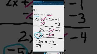 Combining Like Terms to Solve For X #maths #math #mathematics #education #algebra #equations