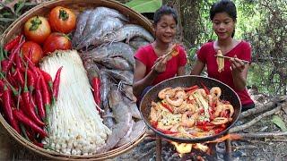 The best food yummy: Mushroom curry spicy with Shrimp Taste delicious - My Natural Food Ep 19