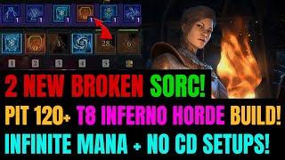 2 NEW UPDATED Builds!! #1 Season 5 Sorceress T8 INFERNO HORDE! | Infinite Mana Variants!