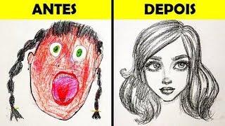 22 TRUQUES FÁCEIS DE DESENHOS PARA INICIANTES || TUTORIAIS E DICAS DE DESENHO E PINTURA