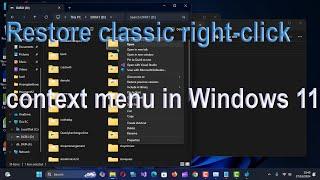 To restore classic right-click context menu in windows 11