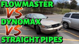 Mercury Grand Marquis 4.6L V8: DYNOMAX RACE BULLETS Vs FLOWMASTER FLOW FX Vs STRAIGHT PIPES!