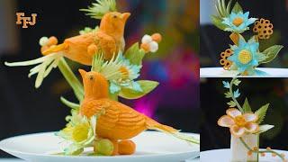 Mastering Vegetable Garnishes Birds and Flowers for Stunning Platters