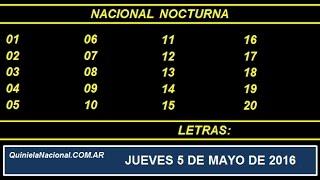 Quiniela Nacional Nocturna Jueves 5 de Mayo de 2016