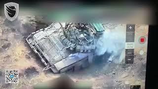 Luhansk - 02.10.2024. A Russian Tank Stuck In A Shell Crater Was Destroyed By Phoenix Unit.