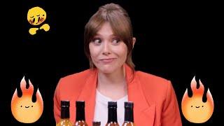 elizabeth olsen misunderstanding the assignment on hot ones (in the best way)