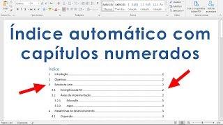 Índice automático com capítulos numerados de um documento Word | Tutorial Word