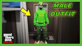 GTA 5 ONLINE-MALE GREEN JOGGER HOODIE GLITCH BELT OUTFIT TUTORIAL