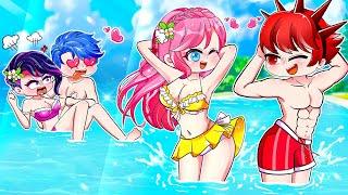 Anna & Raddy vs Alex & Lisa Learn to Swim | Gacha Life | Rainbow Z Multiverse